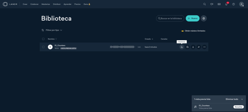 landr producción musical